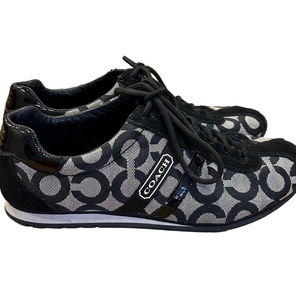 Coach Kathleen Gray Black Logo Sneakers 7.5 - Picture 3 of 9